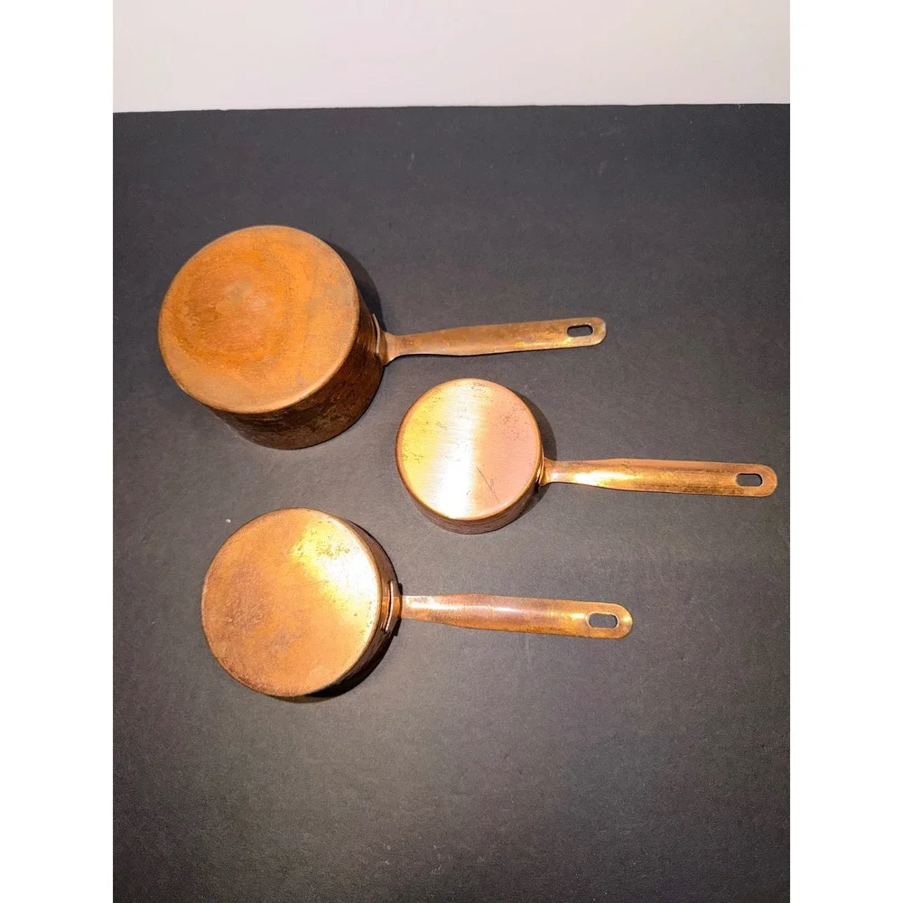 3 Hammered Copper Measuring Cups Rustic Farmhouse Kitchen Decor 1 1/2 1/3